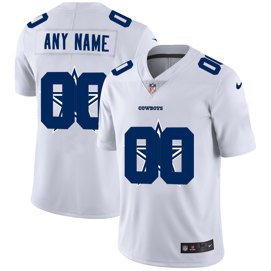 Wholesale Dallas Cowboys Custom White Men Nike Team Logo Dual Overlap Limited NFL Jersey